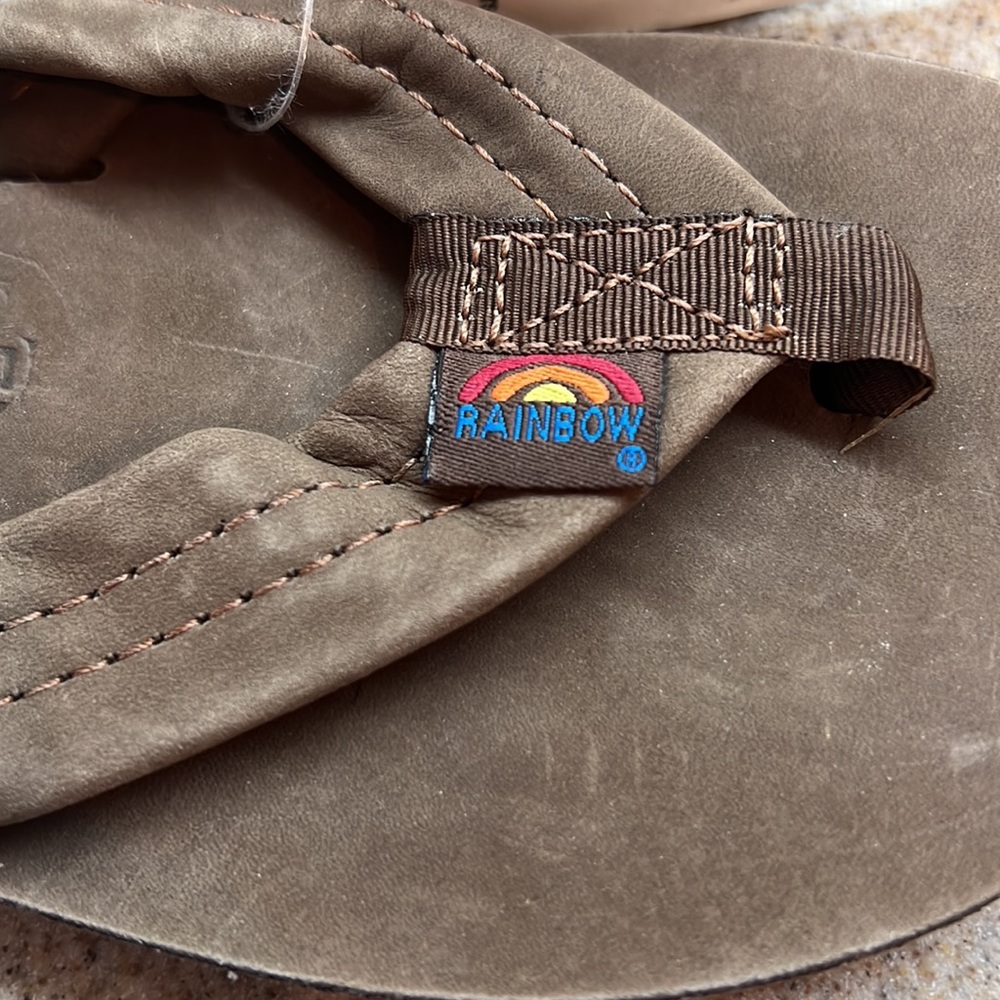 Premier Leather Expresso Brown Kids RAINBOW flip flops Brand New!! - Picture 3 of 9